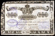 1857. Banco de Valladolid. 200 reales de vellón. (Ed. A123). 1 de agosto. Raro. MBC.