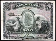 1907. 500 pesetas. (Ed. B100). 28 de enero. Raro. MBC.