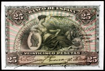 1907. 25 pesetas. (Ed. B102). 15 de julio. Leve doblez. Escaso así. EBC.