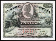 1907. 100 pesetas. (Ed. B104). 15 de julio. Raro así. S/C-.