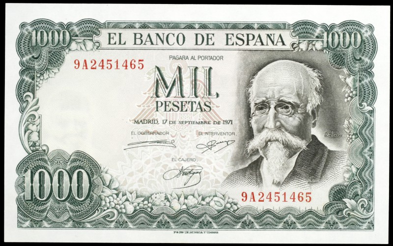 1971. 1000 pesetas. (Ed. D75c). 17 de septiembre, Echegaray. Pareja correlativa,...