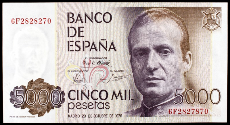 1979. 5000 pesetas. (Ed. E4a var). 23 de octubre. Juan Carlos I. Distinta numera...