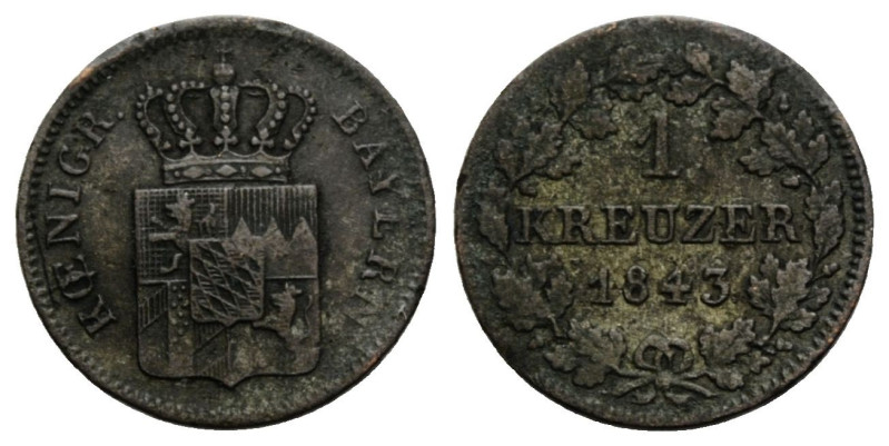 Bayern / Bavaria
Ludwig I. 1825-1848 1 Kreuzer 1843. 14.0 mm. 0.166 Silber / Si...