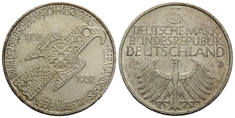 Bundesrepublik / Federal Republic
 5 Deutsche Mark 1952. 29.0 mm. 0.625 Silber ...