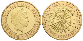 Königreich / Kingdom
Elizabeth II. 1952-2022 2 Pounds 2005 Royal Mint. 28.4 mm. Gold 0.917. Auf die 400-Jahrfeier / 400th anniversary of the Gunpowde...