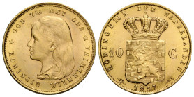 Königreich der Niederlande / Kingdom of the Netherlands / Kingdom of the Netherlands
Wilhelmina 1890-1948 10 Gulden 1897. 22.80 mm. Gold 0.900. Vs. J...
