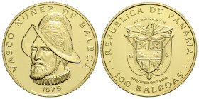 Republik, seit 1903 100 Balboas 1975 26.0 mm. Gold 0.900. Vasco Nunez de Balboa. Fr. 1. / KM41. 8.24 g. Fast FDC / About uncirculated