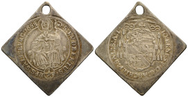 Salzburg, Erzbistum
Johann Ernst von Thun und Hohenstein, 1687-1709 1/6 Talerklippe 1688. 36.6 mm. HZ 2216. 4.60 g. Vorzüglich / Extremely fine.