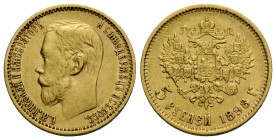 Kaiserreich und Föderation / Russian Empire and Federation
Nikolaus II. 1894-1917 5 Rubel 1898 18.0 mm. Gold 0.900. Fr. 180. 4.28 g. Sehr schön + / v...