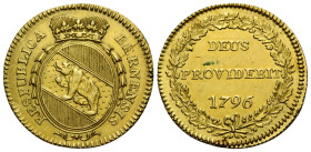 Bern / Berne Stadt und Kanton / City and canton
 Duplone 1796. 23.9 mm. Gold. Crowned, oval arms of Bern, with garland, Legend: RESPUBLICA BERNENSIS....