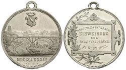 Bern / Berne Medaillen / Medal
 Weissmetallmedaille / White metal medal 1883. 32.6 mm. Auf die Einweihung der Kirchenfeldbrücke / Inauguration of the...