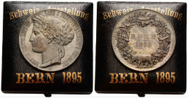 Bern / Berne Medaillen / Medal
 Versilberte Kupfermedaille / silvered Copper medal 1895. 50.0 mm. Legend. SCHWEIZ AUSSTELLUNG FÜR LAND & FORSTWIRTHSC...