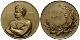 Freiburg / Fribourg
 Bronzemedaille / Bronze medal 1907 45.5 mm. FÊTE CANTONALE Fribourgoise de Gymnastique BULLE 1907. / Gymnastics Festival Fribour...