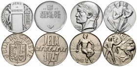 Genf / Geneva / Genève
 Diverse Medaillen / various medals 1942 / 1943 / 1945 / 1947. 28.0 mm. CU/NI/ZN. JEUX DE GENEVE / GENEVA GAMES. 4 Expl. Unter...