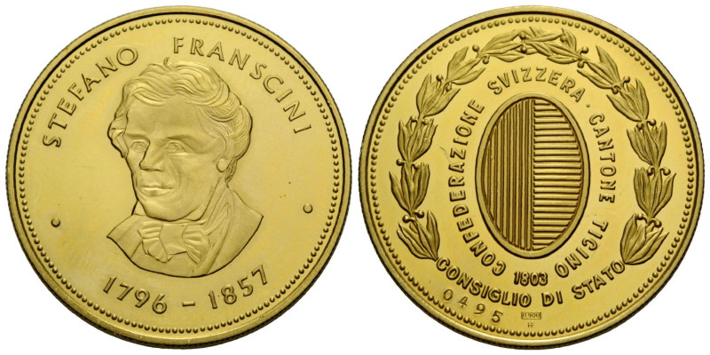 Tessin/Ticino
 Goldmedaille / Gold medal o.J. / ND. 33.0 mm. Gold 0.900, STEFAN...