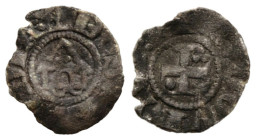 Waadt / Vaud Barone der Waadt
Ludwig I. 1286-1302 Obol o.J. / ND. 10.9 mm. (Ag/Bi). Louis II of Vaud, Nyon. Tempel über Wellenlinie. + DE SABAVDIA. R...