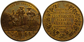 Waadt / Vaud Vevey
 Kupfermedaille / Copper medal 1905. 40.0 mm. Souvenir de la fête des Vignerons / Souvenir of the Winegrowers' Festival. Stempel v...