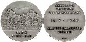 Wallis / Valais
 Weissmetalmedaille / White metal medal 1969. 50.0 mm, SION / 31 MAI 1969. Rv. Legend: ASSOCIATION / VALAISANNE / DES ENTREPRENEURS /...
