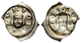 Zürich / Zurich Fraumünsterabtei / abbey
 Vierzipfliger Pfennig o.J. / ND. (13 Jh./century). 17.0 mm. Silber / Silver. Brakteat. Kopf der Äbtissin vo...