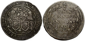 Zürich / Zurich Stadt und Kanton / City and canton
 Taler / thaler 1649 (über/over 1647). 42.0 mm. Silber / Silver. Zwei Löwen stehend rechts und lin...