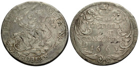 Zürich / Zurich Stadt und Kanton / City and canton
 Taler / thaler 1663. 41.0 mm. Silber / Silver. Löwe nach links mit Schwert und Zürcherwappen / Li...