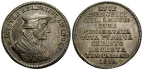 Zürich / Zurich Stadt und Kanton / City and canton
 Silbermedaille / Silver medal 1819. 37.3 mm. Huldrych Zwingli. Auf die 300 Jahr-Feier der Reforma...