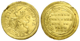 Zürich / Zurich Stadt / City
 Halbdukat 1709 18.5 mm. Half ducat. HMZ 2-1162d. 1.74 g. Leicht gewellt, gereinigt / slightly bent, cleaned. Schön / Fi...