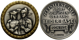 Schützentaler & Schützenmedaillen / Shooting talers & Shooting medals Basel / Basle / Bâle
 Versilberte Bronzemedaille / Silvered bronze medal 1954. ...