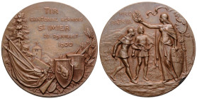Schützentaler & Schützenmedaillen / Shooting talers & Shooting medals Bern / Berne
 Kupfermedaille / Copper medal 1900. 45.0 mm. St-Imier. Tir canton...