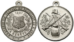 Schützentaler & Schützenmedaillen / Shooting talers & Shooting medals Genf / Geneva / Genève
 Weissmetallmedaille / White metal medal 1887. 33.6 mm. ...