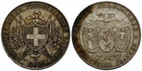 Schützentaler & Schützenmedaillen / Shooting talers & Shooting medals Graubünden / Grisons
 4 Franken 1842. 39.7 mm. Silber / Silver. Chur. Eidgenöss...