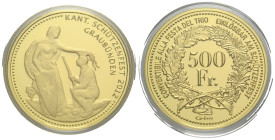 Schützentaler & Schützenmedaillen / Shooting talers & Shooting medals Graubünden / Grisons
 500 Franken / 500 Francs 2012. 33.0 mm. Gold 1/2 oz. 0.99...