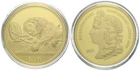 Schützentaler & Schützenmedaillen / Shooting talers & Shooting medals Luzern / Lucerne
 500 Franken / 500 Francs 2021 33.0 mm. Gold 1/2 oz. 0.999. Sc...