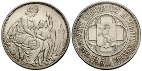 Schützentaler & Schützenmedaillen / Shooting talers & Shooting medals Schaffhausen
 5 Franken 1865 Bern. 37.0 mm. Silber Schützentaler, Eidgenössisch...