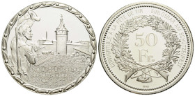 Schützentaler & Schützenmedaillen / Shooting talers & Shooting medals Schaffhausen
 50 Franken / 50 Francs 2014. 37 mm. Silber / Silver 0.900. Schütz...