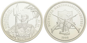 Schützentaler & Schützenmedaillen / Shooting talers & Shooting medals Schwyz
 50 Franken / 50 Francs 1998. 37 mm. Silber / Silver 0.900. Schützentale...
