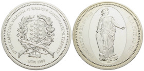 Schützentaler & Schützenmedaillen / Shooting talers & Shooting medals Wallis / Valais
 50 Franken / 50 Francs 1999. 37 mm. Silber / Silver 0.900. Sch...