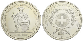 Schützentaler & Schützenmedaillen / Shooting talers & Shooting medals Waadt / Vaud
 50 Franken / 50 Francs 2000. 37 mm. Silber / Silver 0.900. Schütz...