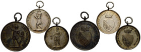 Schützentaler & Schützenmedaillen / Shooting talers & Shooting medals Zürich / Zurich
 Silbermedaille / Silver medal o. J. (ab 1852). 30.0 mm., 2x 25...