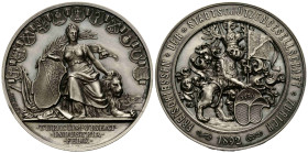 Schützentaler & Schützenmedaillen / Shooting talers & Shooting medals Zürich / Zurich
 Silbermedaille / Silver medal 1892. 48.0 mm. Schützenmedaille ...