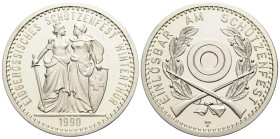 Schützentaler & Schützenmedaillen / Shooting talers & Shooting medals Zürich / Zurich
 50 Franken (auf dem Rand) / 50 Francs (on edge) 1990. 37 mm. S...