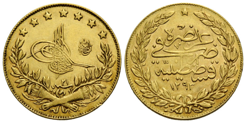 'Abd al-Hamid Khan II, 1293-1327 H./1876-1909 (m. 1918) AD.
 100 Kurush 1293 H ...