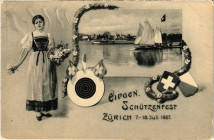Postkarten Schweiz
 1907 / 1907 / 1924. Postkarte 1: Vs. Bild, EIDGENÖSSISCHES SCHÜTZENFEST ZÜRICH 7.-18.Juli 1907. Rs. Unbeschrieben. Postkarte 2: V...