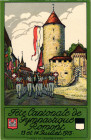 Postkarten Schweiz
 1913 Postkarte 1: Vs. Bild, Befestigung und Menschen / L'attachement et les personnes. Féte Cantonale de Gymnastique Romont (Frei...