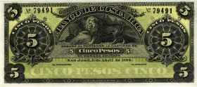 Costa Rica Republik
Banco de Costa Rica Lot 5, 10 & 20 Pesos, 5 & 10 Colones. 1899 Pick S163/S164/S173r/S174r/S165. 5 Expl. Unzirkuliert / Uncirculat...