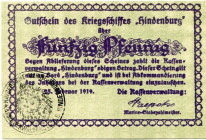 Deutschland nach/ after 1918 / Third Reich
 Lot 1919 Gutscheine Kriegsschiff / Warship vouchers `Hindenburg`. 50 Pfennig vom 25. Februar 1919. 1 Mark...