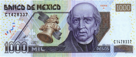 Mexiko
 1000 Pesos 2002. 155 x 66 mm. 26.3.2002.Multicolor. Miguel Hidalgo at right. Pick 121a. Unzirkuliert / Uncirculated.