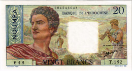 Neukaledonien / New Caledonia
 20 Francs o.J. / ND. (1951-1963). Serie T.182, 004543648. Multicolor. Youth at left, flute player at right. Rv. Fruit ...