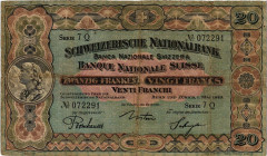 Schweiz / Switzerland Ausgaben der Schweizerischen Nationalbank ab 1907
 20 Franken 1923 Art. Institut Orell Füssli AG, Zürich. 2. Emission / 2nd iss...