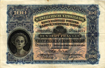 Schweiz / Switzerland Ausgaben der Schweizerischen Nationalbank ab 1907
 100 Franken / 100 Francs 1927 Waterlow & Sons Ltd., London. 2. Emission / 2n...